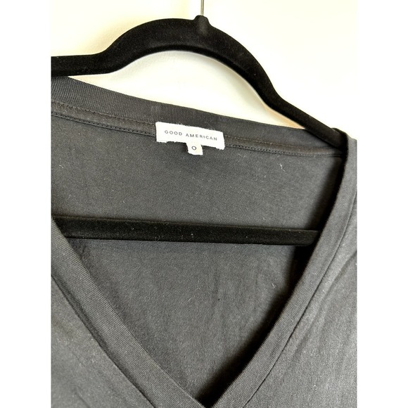 NWT Good American Black Jersery v-neck tee size 0 (XS) - Picture 3 of 8